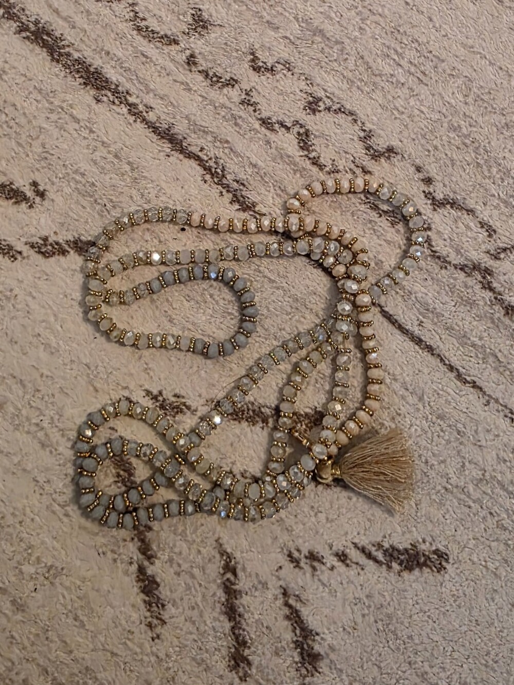 Karma & Luck Modern Spiritual Long Meaded Mala-Style Tassel Necklace Indie